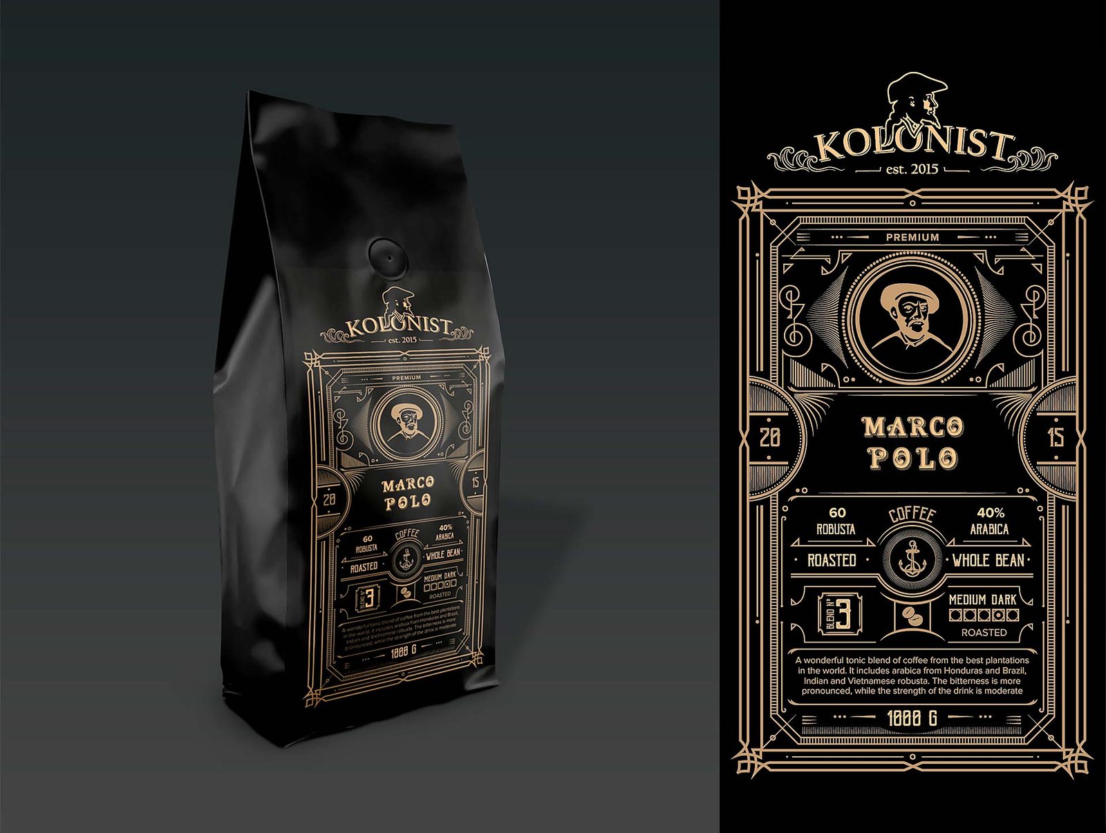 разработка дизайна упаковки кофе Kolonist, Решения для брендов, GBS